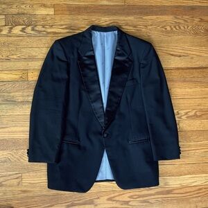 CHRISTIAN DIOR MONSIEUR Black Suit Jacket Tux Blazer Coat Satin Lining Logo EUC